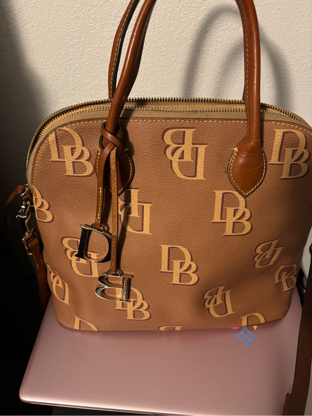 Dooney & Bourke Brown DB Monogram Satchel